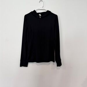 Fabletics Black Hooded Long Sleeve Pullover